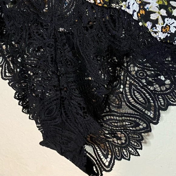 NWT Free People Floral Print Black Combo/Lace Bodysuit - Picture 9 of 9